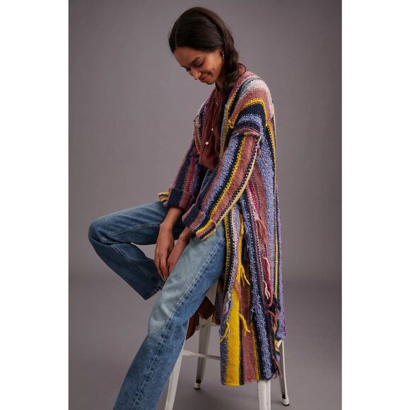 New Anthropologie Pilcro Dreamer Striped Duster Sweater Size Xs/s - Picture 2 of 11